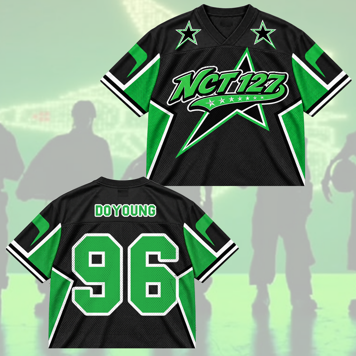 NCT 127 Neon Green Sporty Blokecore Mixed Mesh Jersey For NCTZEN