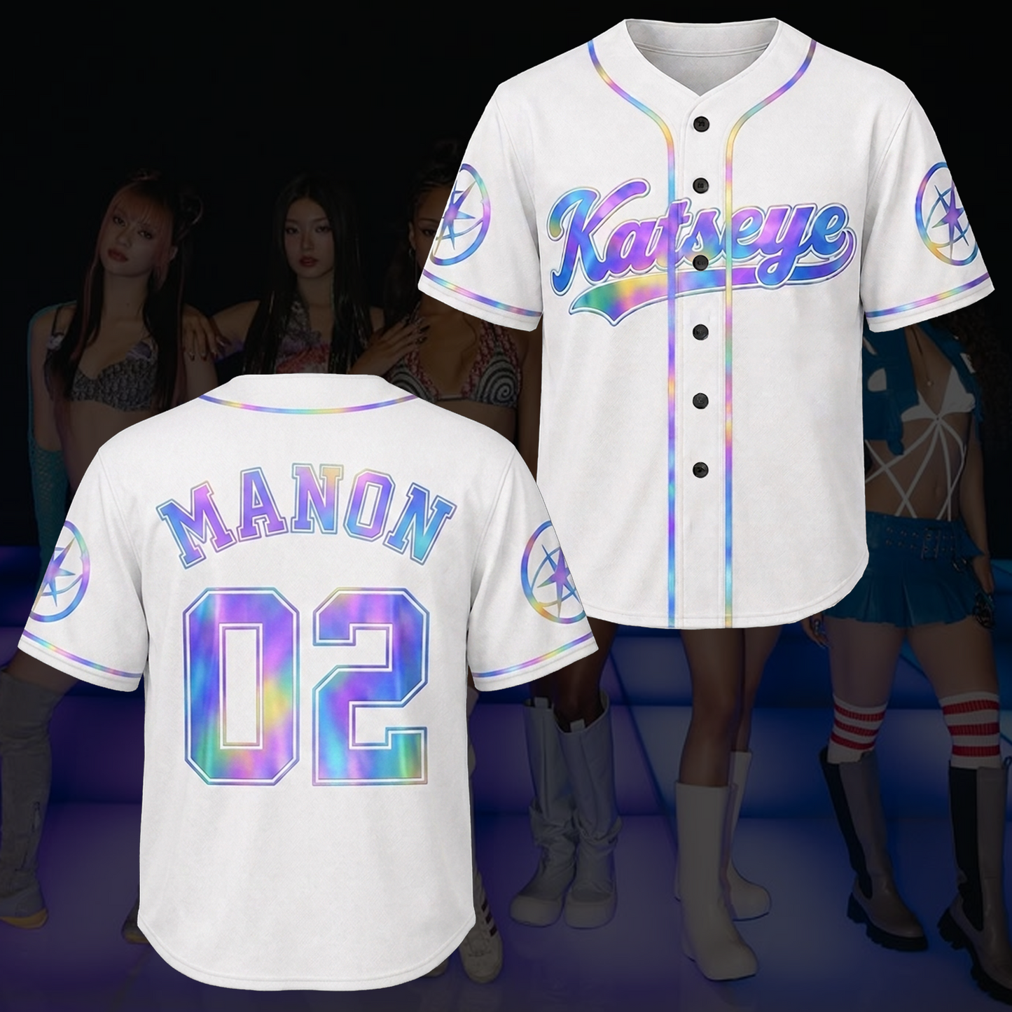Holographic Katseye The Wildworld Tour Baseball Jersey Eyekon Gifts