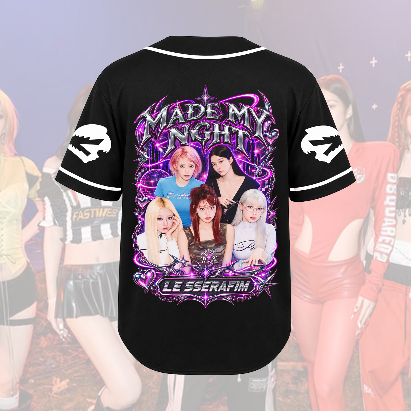 Aesthetic Y2K LE SSERAFIM Make My Night Baseball Jersey Shirt Gift for Fearnot