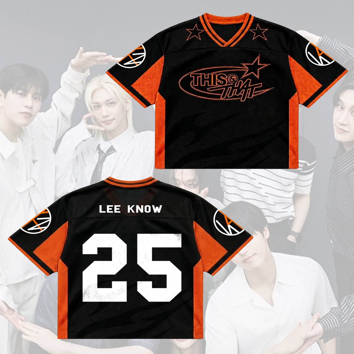 Retro Stray Kids This That Mixed Mesh Jersey Run It Tour Geschenk für Fans