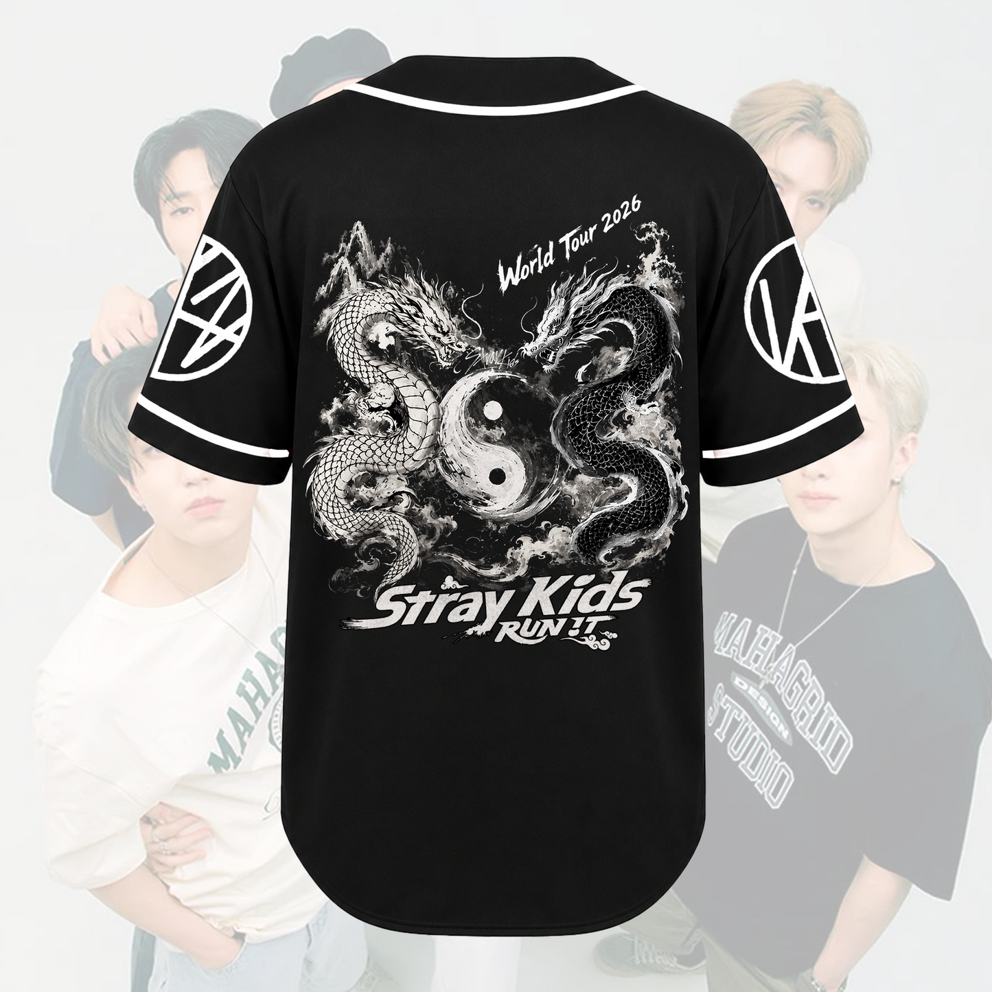 Stray Kids World Tour 2026 Yin Yang Dragon Baseball Jersey Gift For Stay