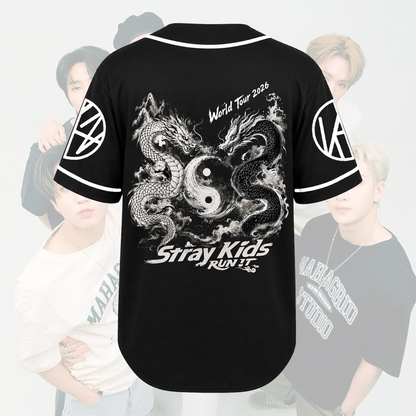 Stray Kids World Tour 2026 Yin Yang Dragon Baseball Jersey Gift For Stay