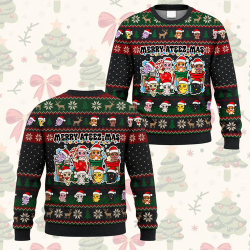 ATEEZ Christmas Ugly Sweater Merry Ateez-Mas Sweatshirt Gift For Fans