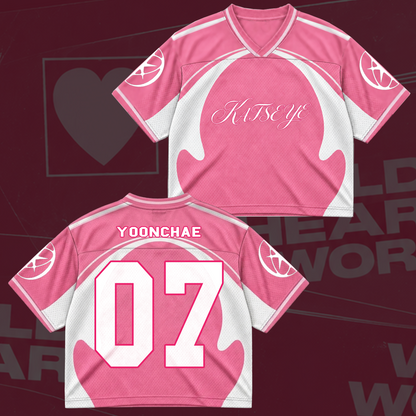 Katseye Pastel Pink The Wildworld Tour Mixed Mesh Jersey Fanmerch