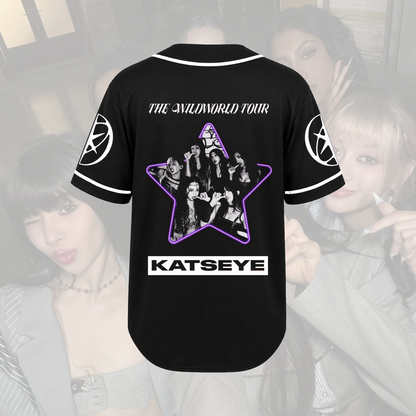KATSEYE The Wild World Tour Baseball Jersey Mystic Purple Neon Star Outfit Gift For Eyekons
