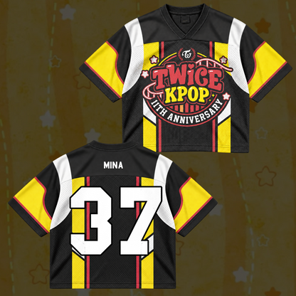 Bold TWICE KPOP 11th Anniversary Retro Sporty Mix Mesh Jersey For Once