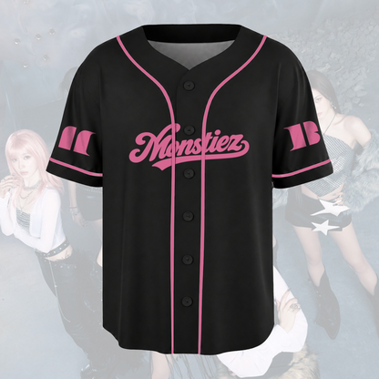 Dramatic The Choom World Tour Babymonster Pink Pop Baseball Jersey For Monstiez