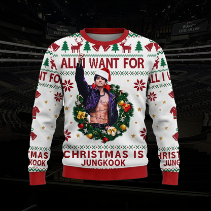 BTS Purple Christmas Ugly Sweater 2026, OT7 Urlaubspullover, Weihnachtsgeschenk für ARMY-Fans