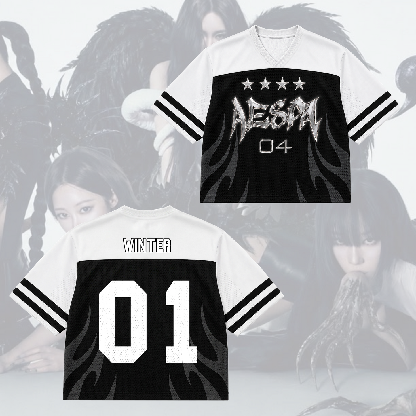Monochromatic Aespa Synk Complexity Tour Mixed Mesh Jersey Fan Edition