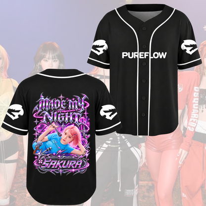Neon Graphic Eunchae LE SSERAFIM Pureflow Concert Tour Baseball Jersey  Fan Concert Gift