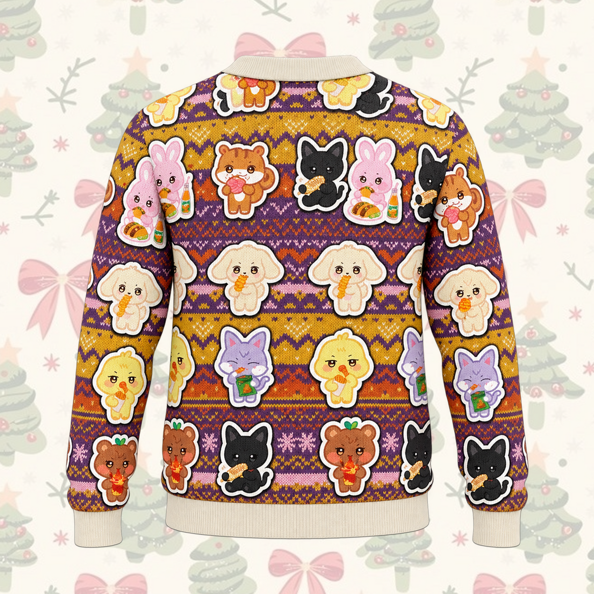 Cozy ATEEZ All Members Mascot Fair Isle Knitted Cardigan For Atiny