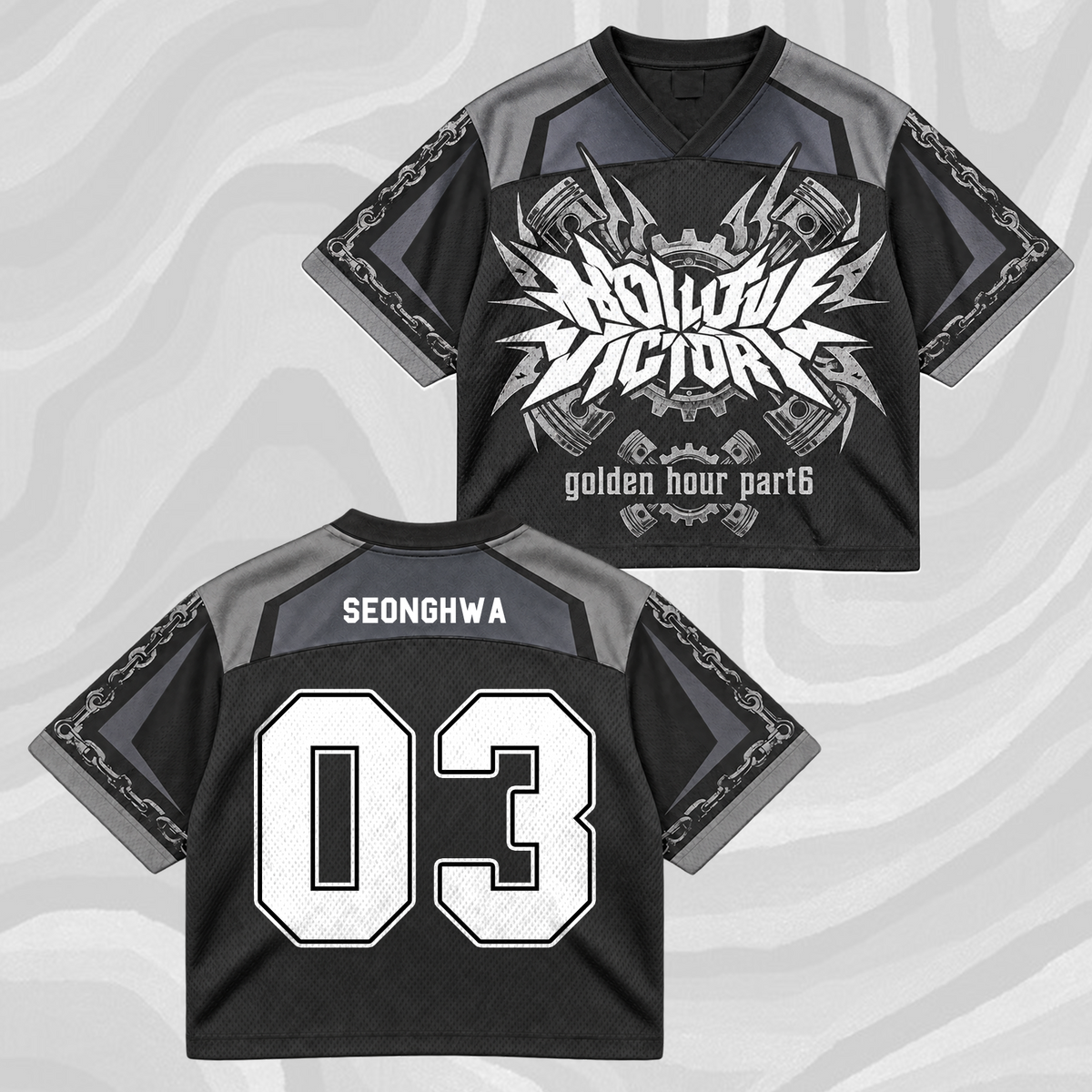 ATEEZ Golden Hour Part 6 Tour Mixed Mesh Jersey Hollow Victory For ATINY Fans