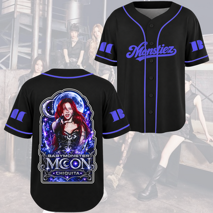 Mystical Choom Tour Babymonster Moon Gothic Baseball Jersey For Monstiez