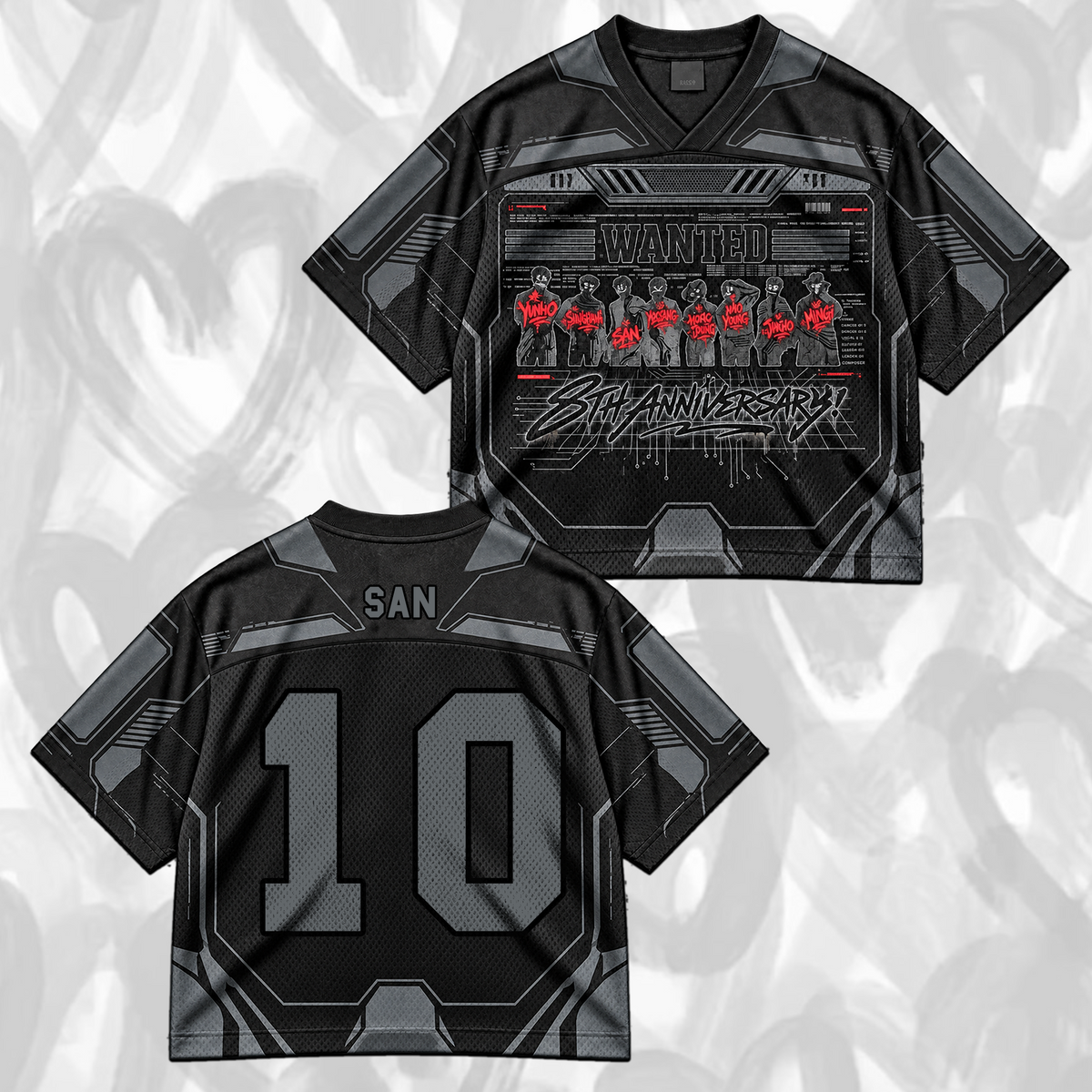 ATEEZ Golden Hour 8th Anniversary Streetwear Wanted Mixed Mesh Jersey Gift For Fans