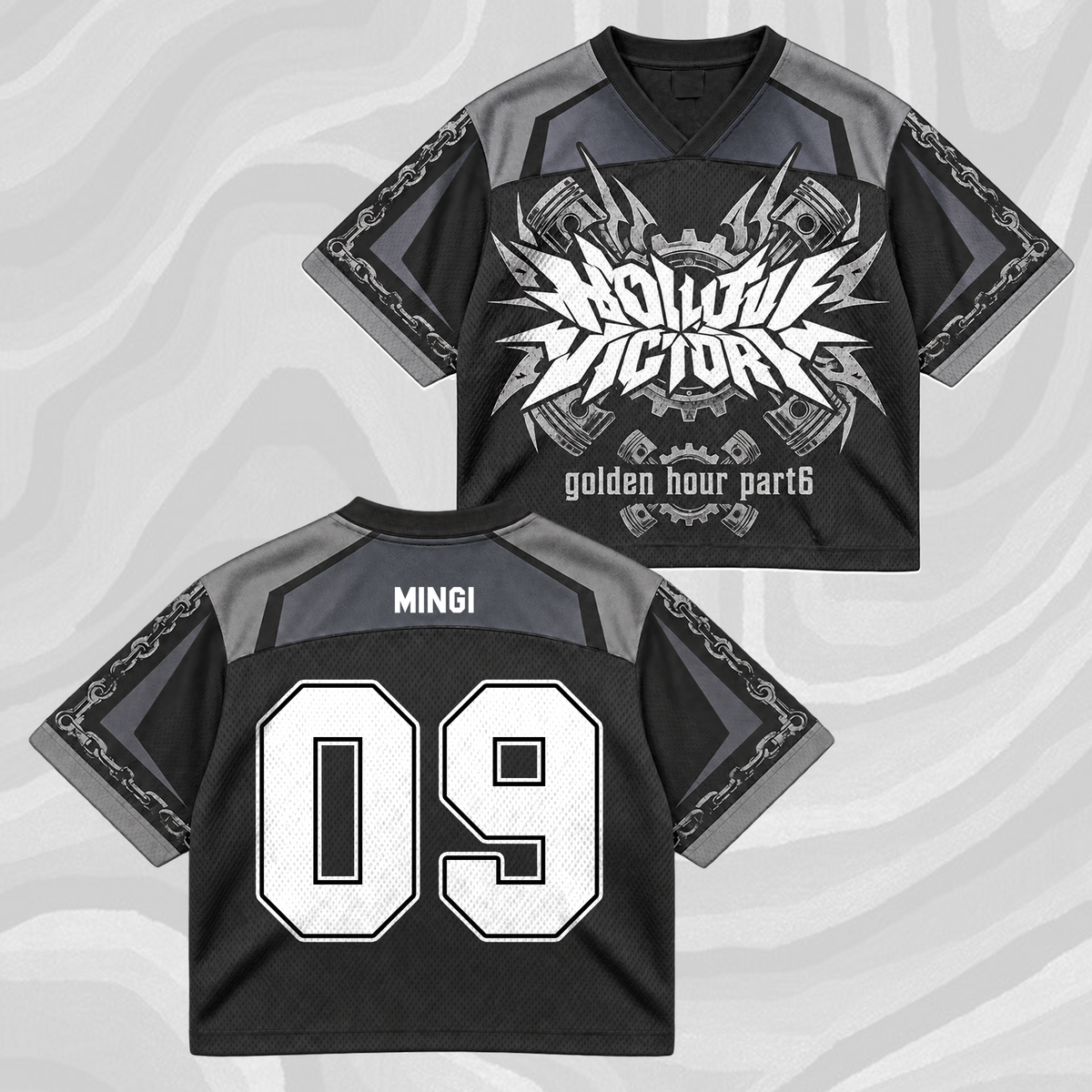 ATEEZ Golden Hour Part 6 Tour Mixed Mesh Jersey Hollow Victory For ATINY Fans