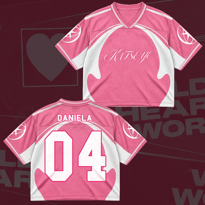 Katseye Pastel Pink The Wildworld Tour Mixed Mesh Jersey Fanmerch