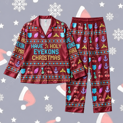 Festive Have A Holy Eyekons Christmas K.A.T.S.E.Y.E. Club Pajama Set For Eyekons