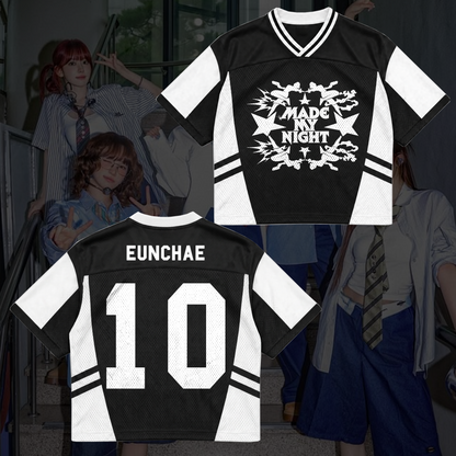 LE SSERAFIM Made My Night Tour Petrolfarbenes/Pinkes Mixed-Mesh-Trikot Fan-Geschenke