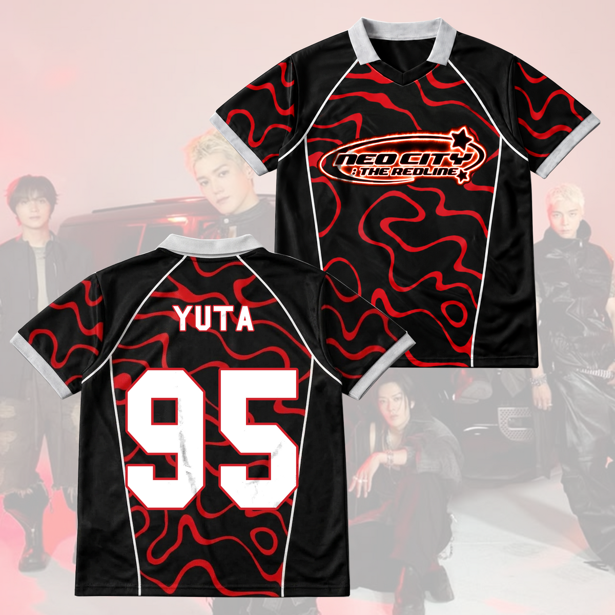 NCT 127 The Redline Tour Retro-Baseballshirt mit wellenförmigen Flügeln am Ausschnitt, Geschenk für Fans