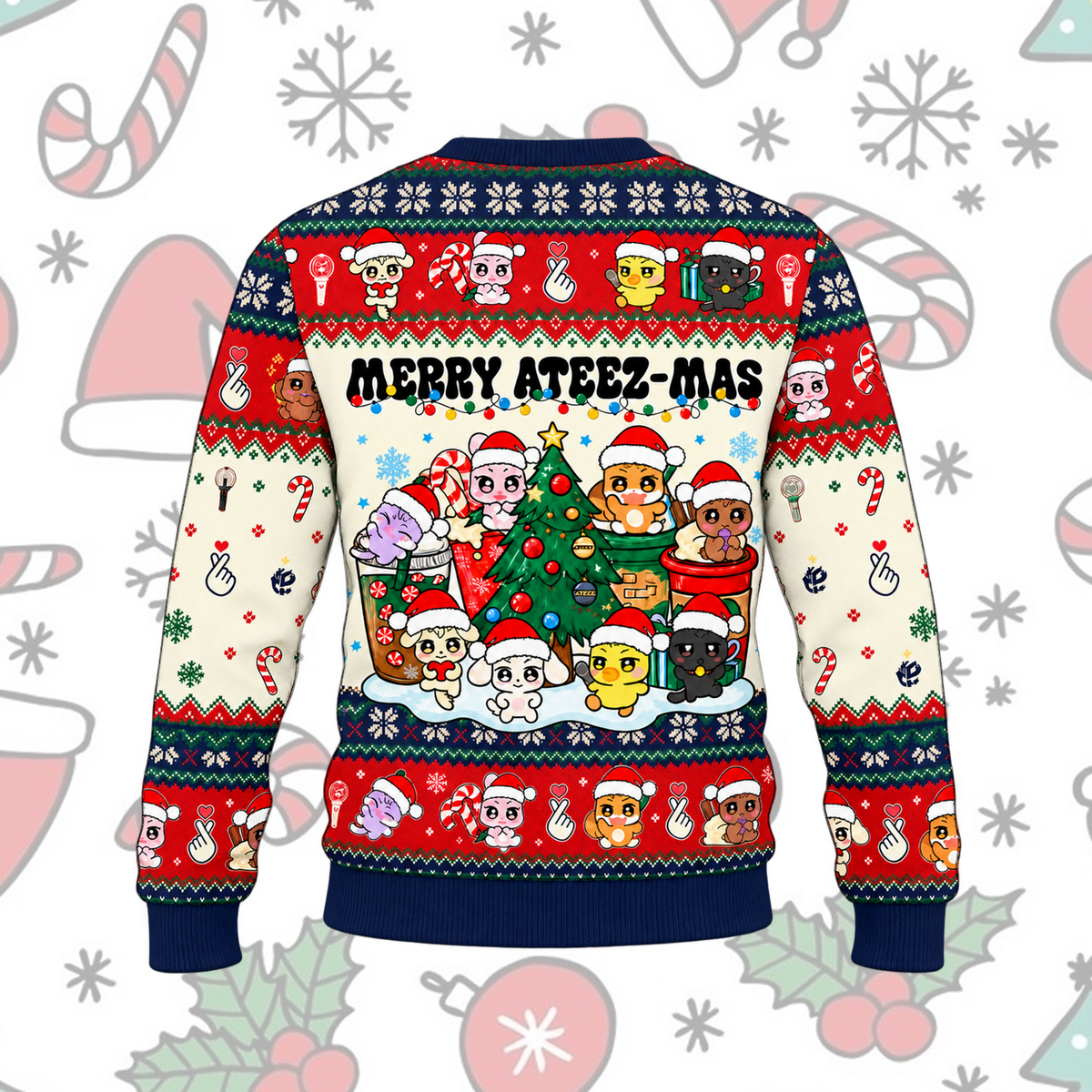 ATEEZ Christmas Ugly Sweater Merry Ateez-Mas Blue Collar Sweatshirt Gift For Fans