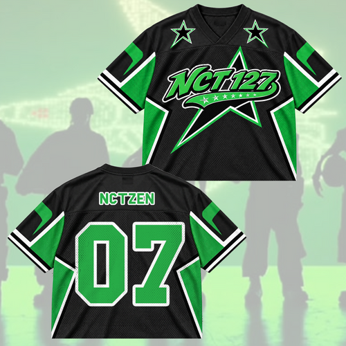 NCT 127 Neon Green Sporty Blokecore Mixed Mesh Jersey For NCTZEN