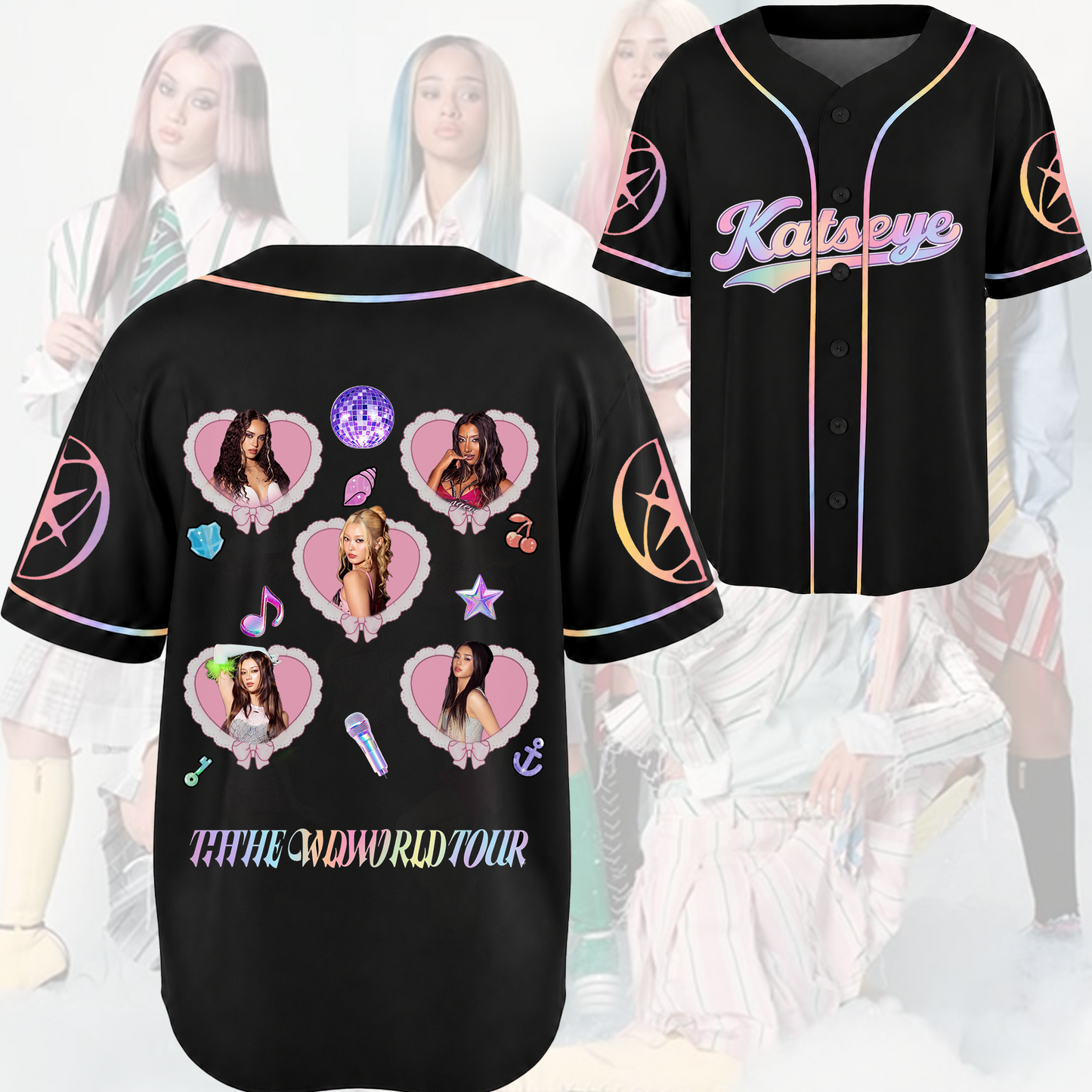 Satin Dream Katseye The Wildworld TourBaseball Jersey Fan Edition