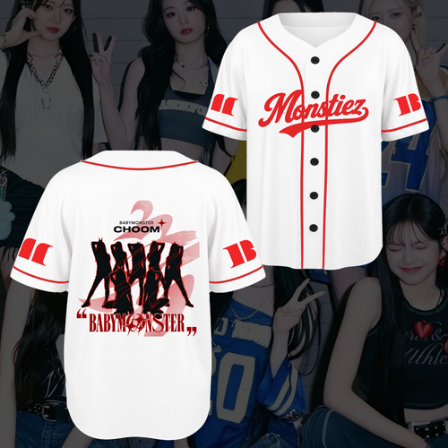 Stunning BABYMONSTER Choom Jersey  White Monstiez Baseball Shirt