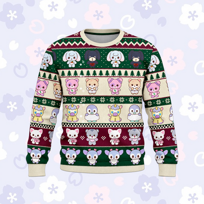 Adorable T.W.I.C.E. Club All Members TDOONGZ Mascot Fair Isle Knitted Ugly Christmas Sweater For Once