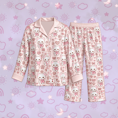 Lovely TWICE Club Dahyun Dub Nyangi Mascot Pastel Coquette Pajama Set For Once