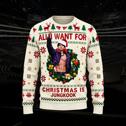 All I Want for Christmas Is J.ung K.o.o.k Ugly Sweater Holiday Gift For A.R.M.Y