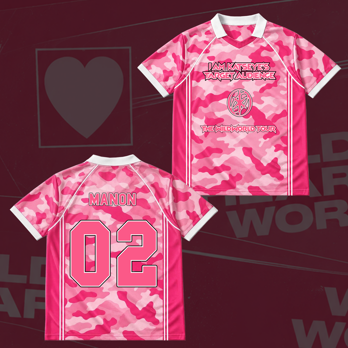 Katseye The Wildworld Tour Pink Camo Winged Neck Baseball Shirt Gift for Fans