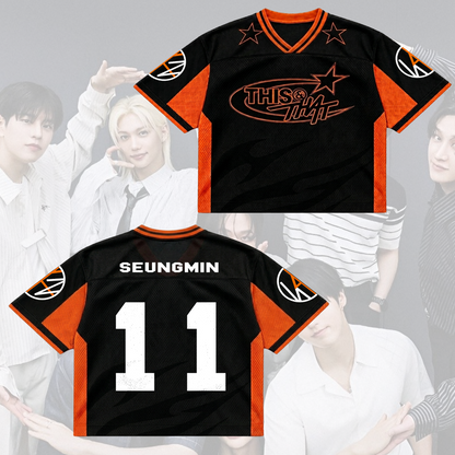 Retro Stray Kids This That Mixed Mesh Jersey Run It Tour Geschenk für Fans