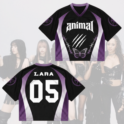 Edgy Purple Animal Katseye Mixed Mesh Jersey Gift For Eyekons