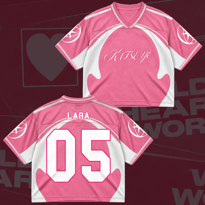 Katseye Pastel Pink The Wildworld Tour Mixed Mesh Jersey Fanmerch