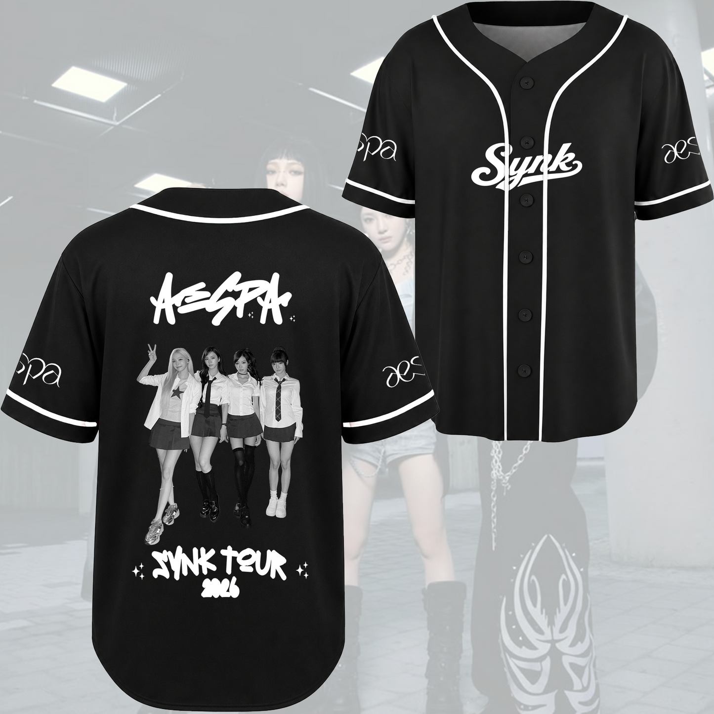 Pretty Aespa Synk Tour 2026 Uniform Baseball Jersey Gift For Mys