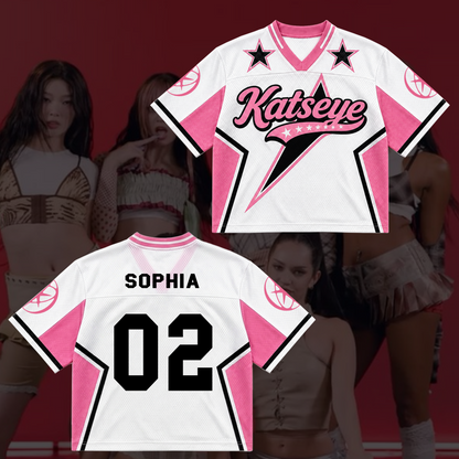 Sporty Chic Katseye Mixed Mesh Jersey Concert Outfit Gift For Eyekons