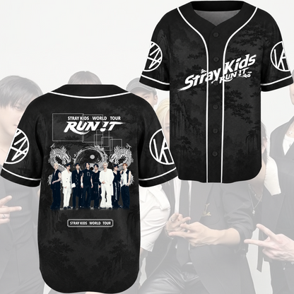Stray Kids Run It Concert Baseball Jersey Vintage Hip Hop Style Gift For Stay