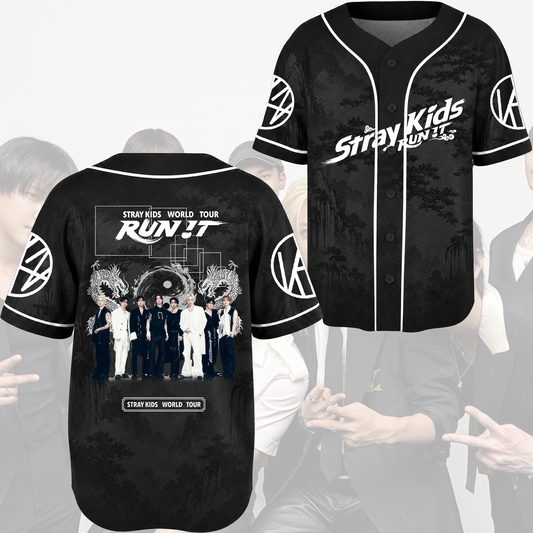 Stray Kids Run It Concert Baseball Jersey Vintage Hip Hop Style Gift For Stay