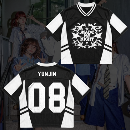 LE SSERAFIM Made My Night Tour Petrolfarbenes/Pinkes Mixed-Mesh-Trikot Fan-Geschenke
