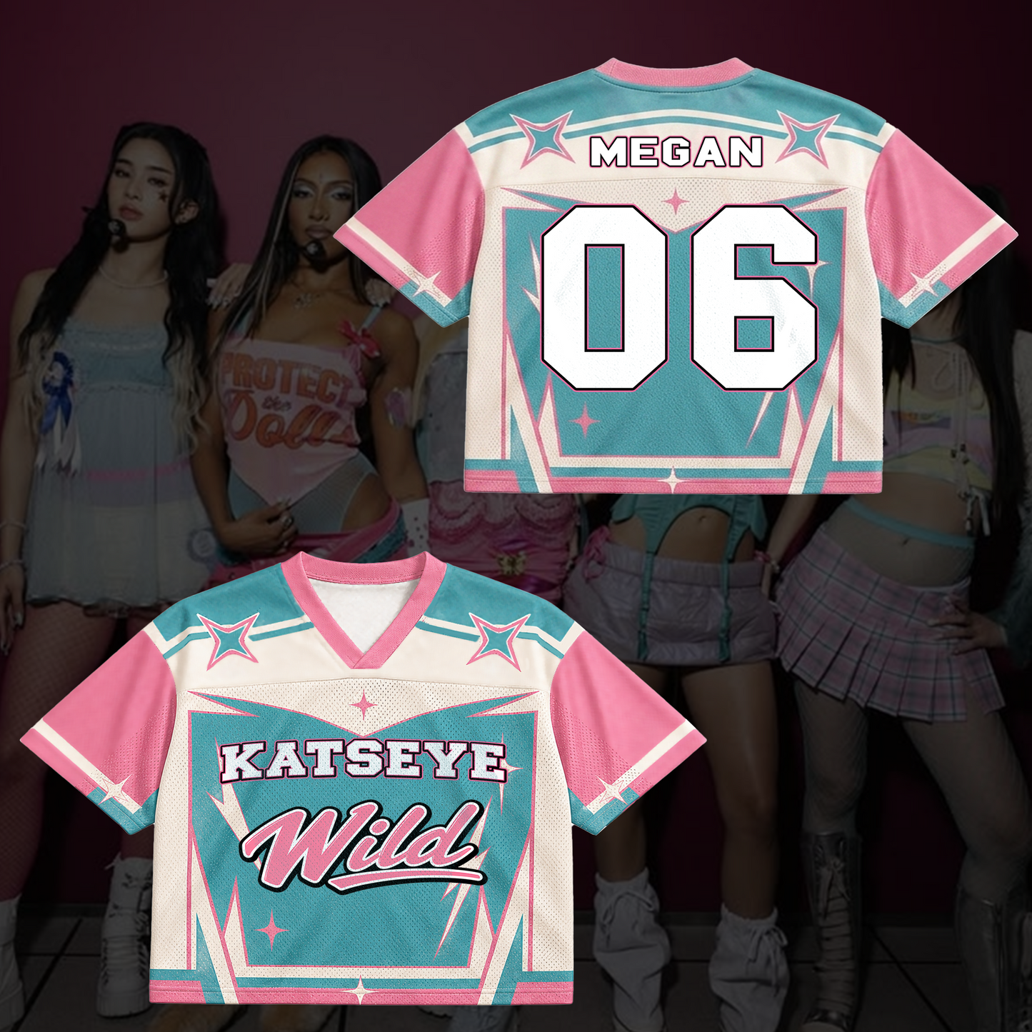 Pastel KATSEYE The Wildworld Tour Mixed Mesh Jersey Cool Gift for Fans