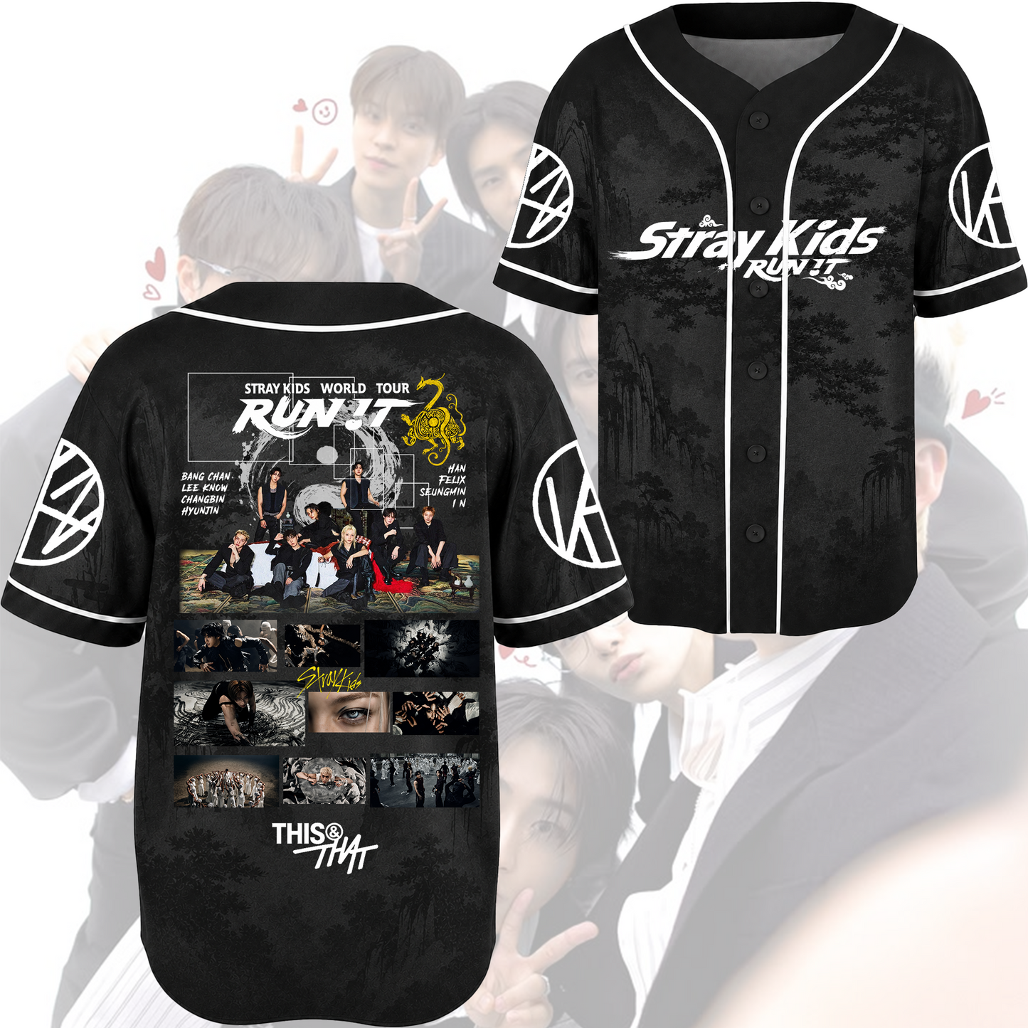 Historic Stray kids Run It World Tour This That Album Baseball Jersey Gift For Fans
