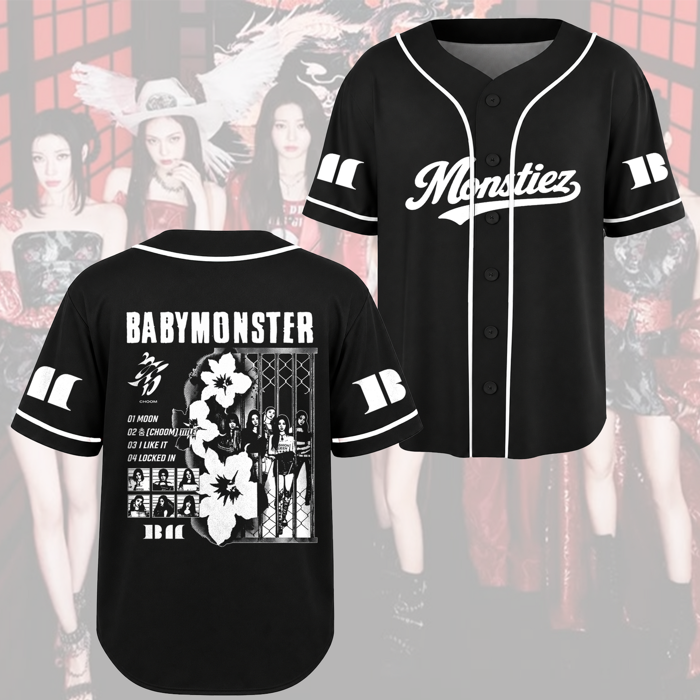 Striking BABYMONSTER Monstiez Baseball Jersey Kpop Tracklist Merch Shirt