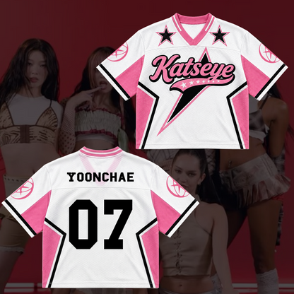 Sporty Chic Katseye Mixed Mesh Jersey Concert Outfit Gift For Eyekons
