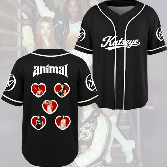 KATSEYE Heart Visual Baseball Jersey Premium Lovely Girl Streetwear Gift For Fan