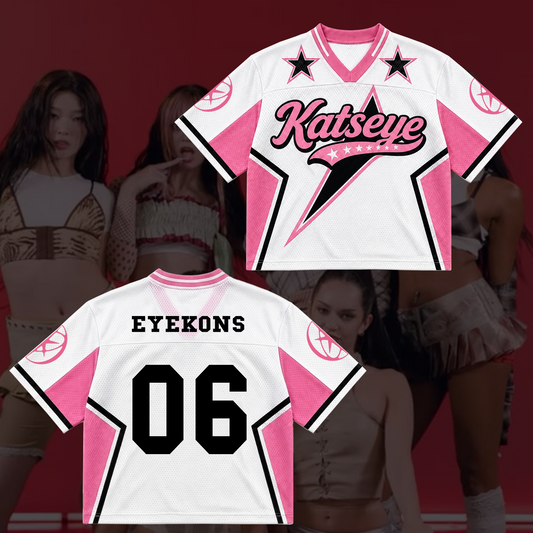 Sporty Chic Katseye Mixed Mesh Jersey Concert Outfit Gift For Eyekons