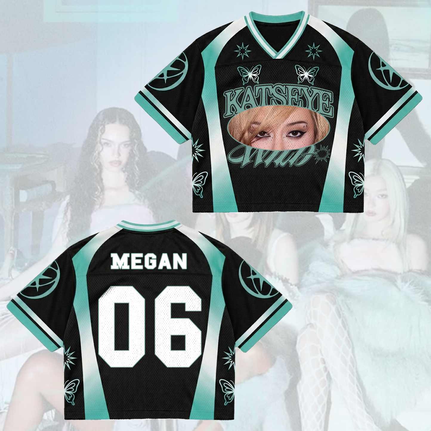 KATSEYE Eye Butterfly Mixed Mesh Jersey Streetwear Gift To Fans