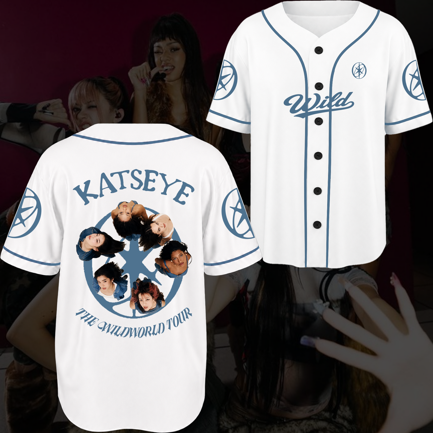 Vintage KATSEYE Wildworld Tour Baseball Jersey Varsity Style Kpop Fan Edition