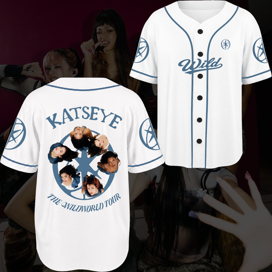 Vintage KATSEYE Wildworld Tour Baseball Jersey Varsity Style Kpop Fan Edition
