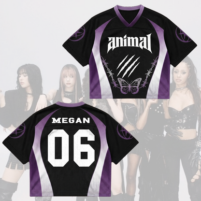 Edgy Purple Animal Katseye Mixed Mesh Jersey Gift For Eyekons
