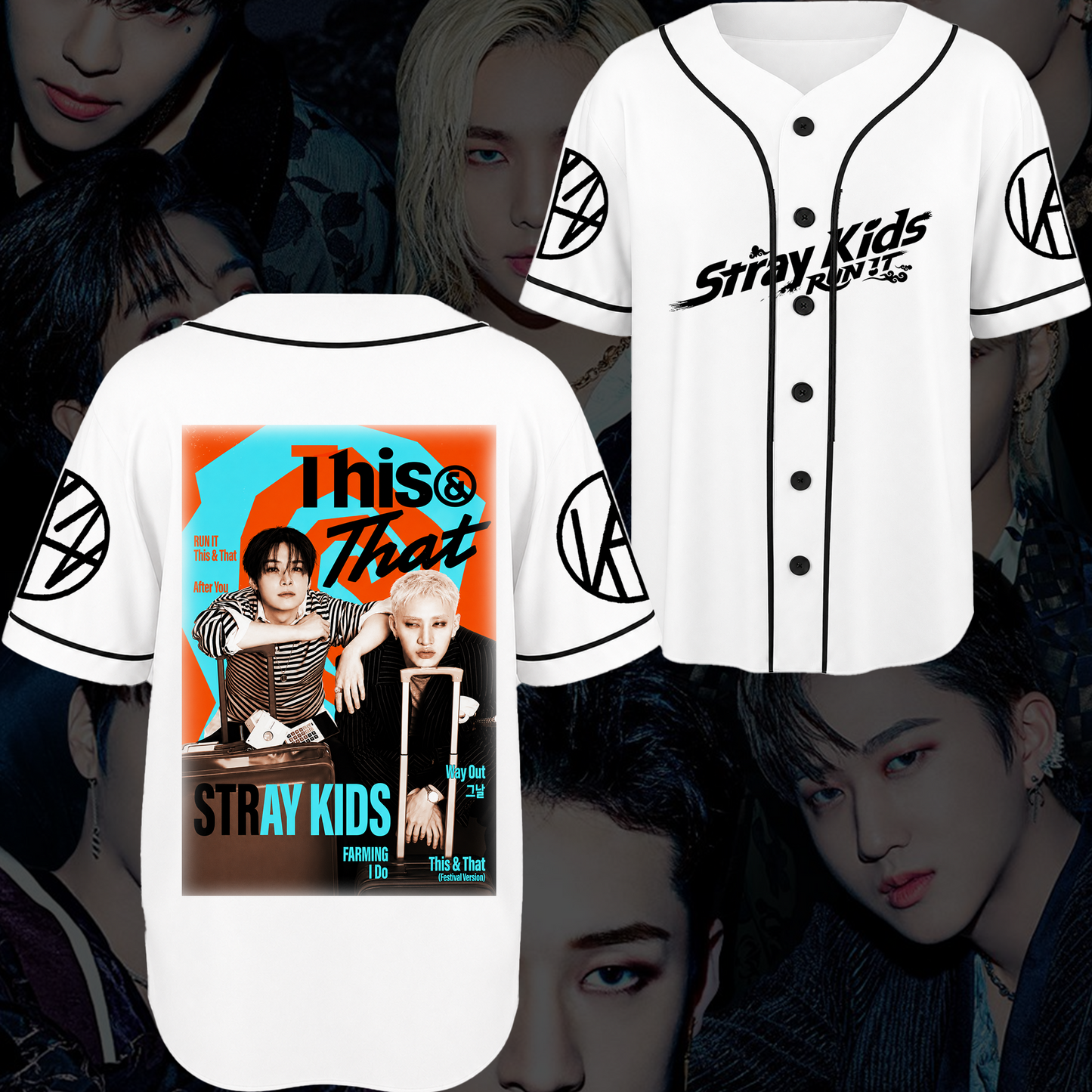 Handsome Stray Kids Baseball Jersey Run It Tour White Varsity Fan Gifts